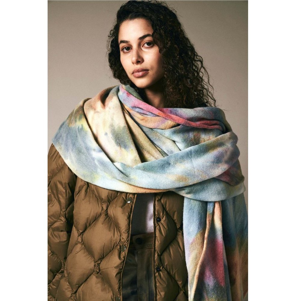 Riverside Tool & Dye Cashmere Blanket Wrap in Pastel MSRP $ 589 Hand Dyed